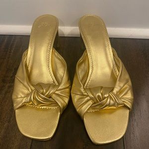 J. Crew Gold Twist Block Heels